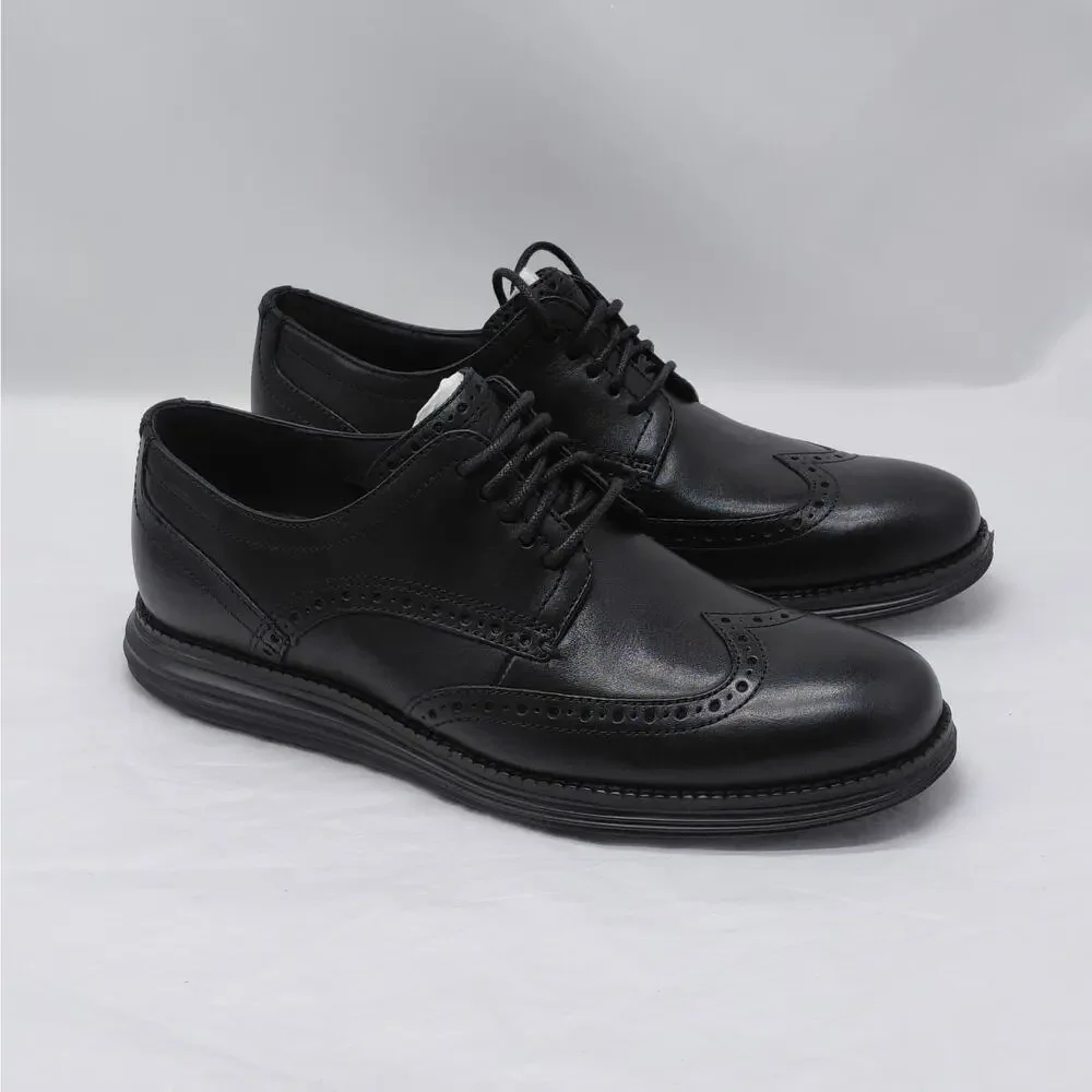 Cole Haan Mens Oxford Dress Shoes 7.5 Black Leather Wingtip Original Grand